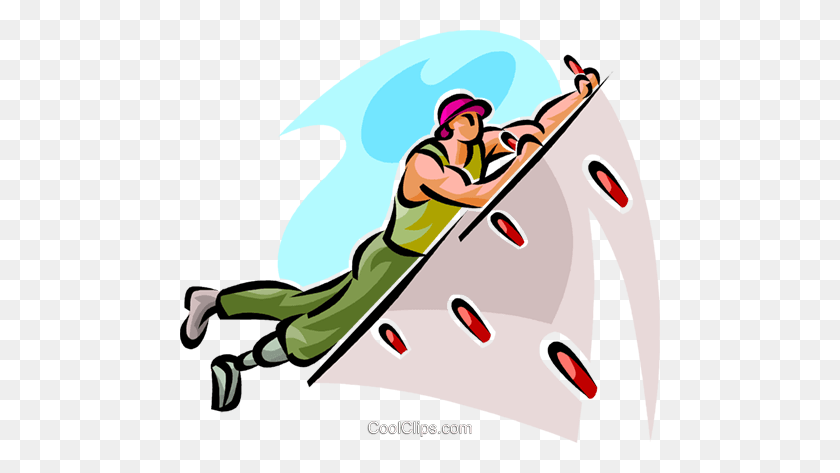 480x413 Indoor Rock Climber Royalty Free Vector Clip Art Illustration - Rock Climbing Clipart