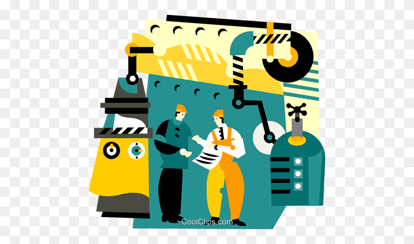 480x436 Industrial Production Royalty Free Vector Clip Art Illustration - Production Clipart