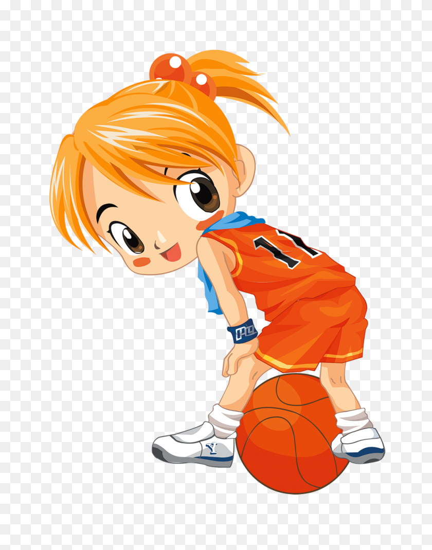 988x1280 Клипарт Infantiles Y Para Adolescentes - Играющий В Баскетбол Клипарт