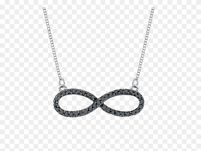 570x570 Infinity Black Diamond Infinity Pendant With Chain In White - Diamond Chain PNG