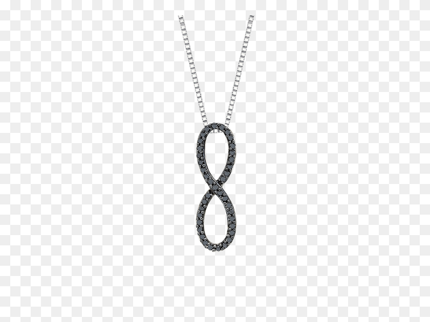 570x570 Infinity Black Diamond Pendant With Chain In White Gold - Diamond Chain PNG