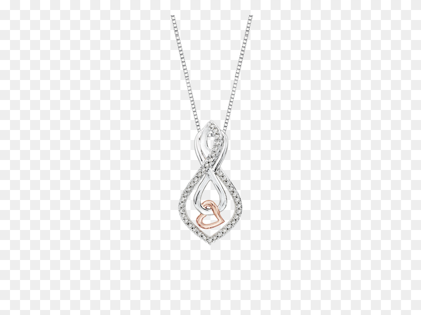 570x570 Colgante De Corazón De Diamante Infinito Con Cadena En Oro De Dos Tonos - Collar De Diamantes Png