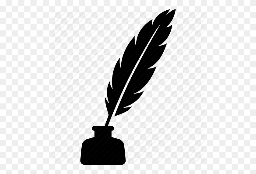 512x512 Ink Pot Png Black And White Transparent Ink Pot Black And White - White Feather PNG