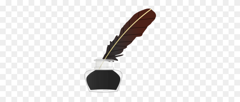 252x298 Inkwell With Feather Pen Clip Art - Quill Pen Clipart