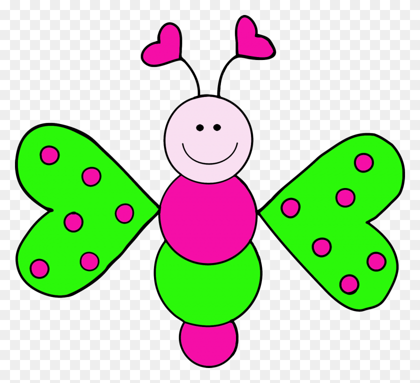 1456x1318 Insect Clipart Cute Pink Butterfly - Bugs PNG