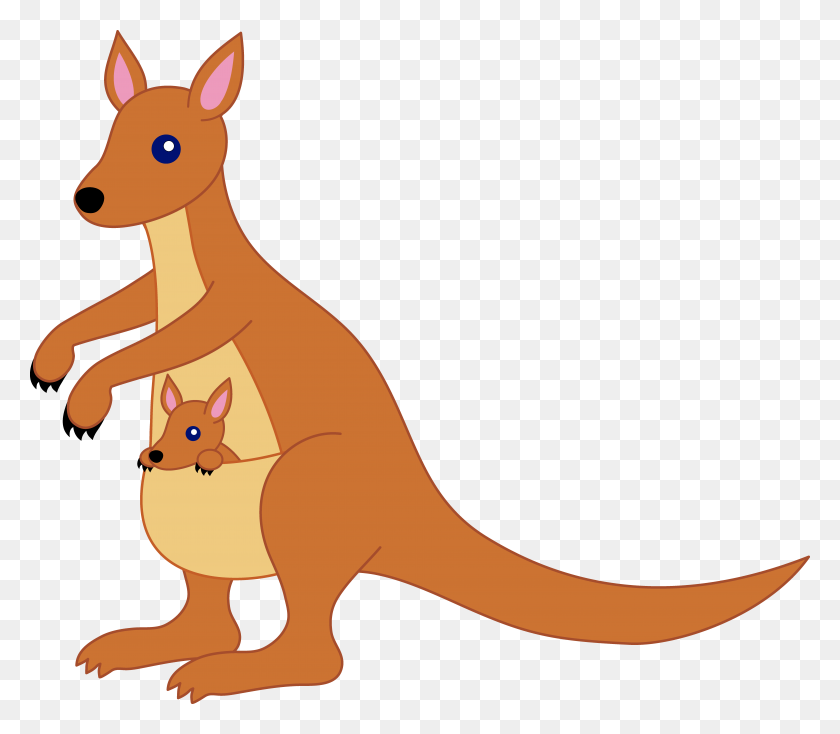 7745x6693 Insider Pic Of Kangaroo Mother With Baby Free - Finally Clipart