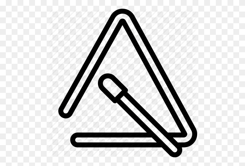 512x512 Инструменты, Музыка, Ударные, Значок Треугольника - Контур Треугольника Png