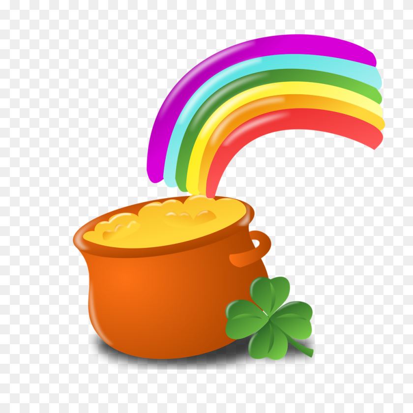 958x958 Irish Clip Art St Patricks Day Rainbow Pot Of Gold Graphic Craft - St Patricks Day Clipart Black And White