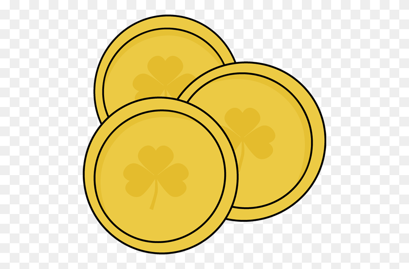 500x493 Irish Clipart Gold Coin - Rainbow Pot Of Gold Clipart