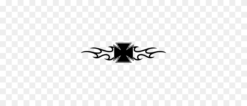 300x300 Iron Cross With Flames Wall Decal - Iron Cross PNG