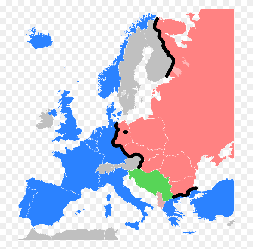 718x768 Iron Curtain Map - Europe Map Clipart