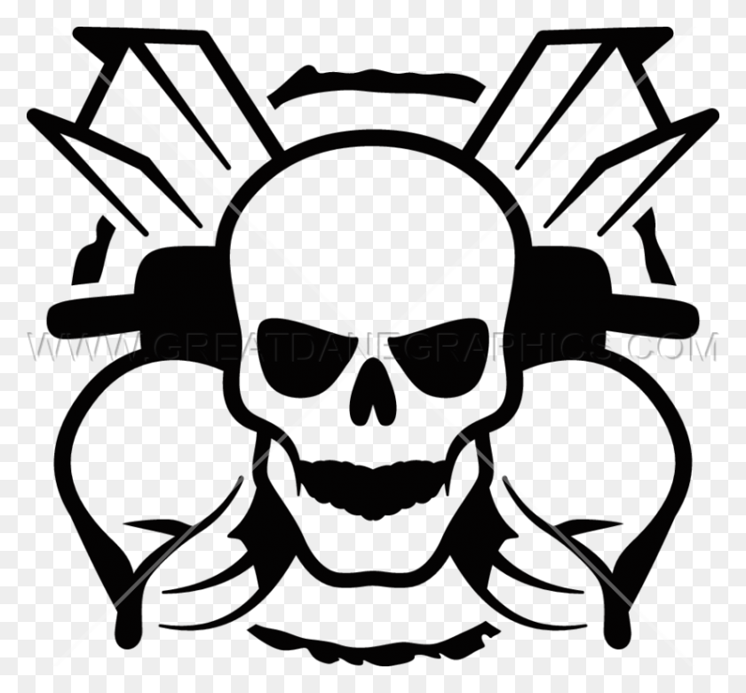 825x762 Iron Worker Skull Production Ready Artwork For T Shirt Printing - Skull Black And White Clipart