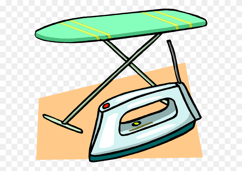 600x534 Ironing Board And Iron Clip Art - Iron Clipart