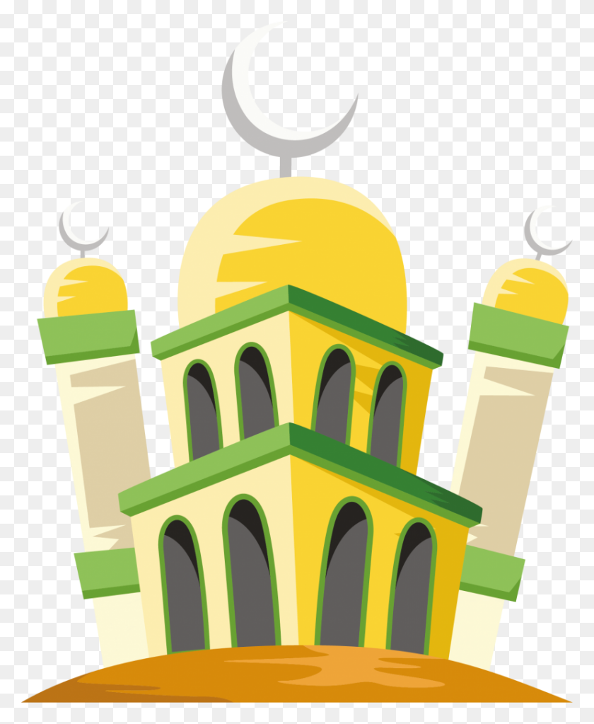829x1024 Islam Ramadan Blue Quran Moon Mosque Decoration Free Png - Mosque Clipart