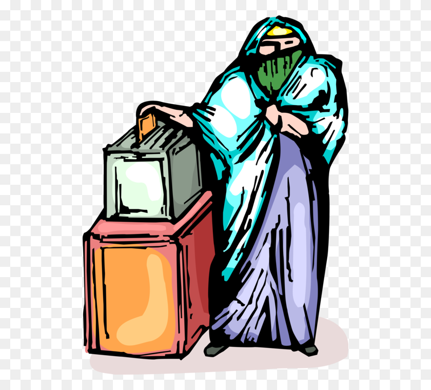 518x700 Islamic Woman With Burqa Votes - Ballot Box Clipart