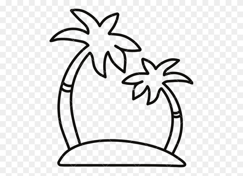 497x550 Island Clip Art Black And White, Cartoon Tropical Island Clipart - Island Clipart