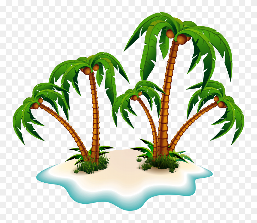 6184x5315 Island Clipart Transparent Background - Palm Tree Clipart No Background