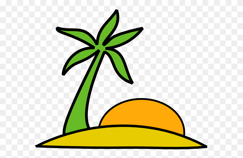 600x486 Island, Palm, And The Sun Clip Art Free Vector - Sunset Clipart Free