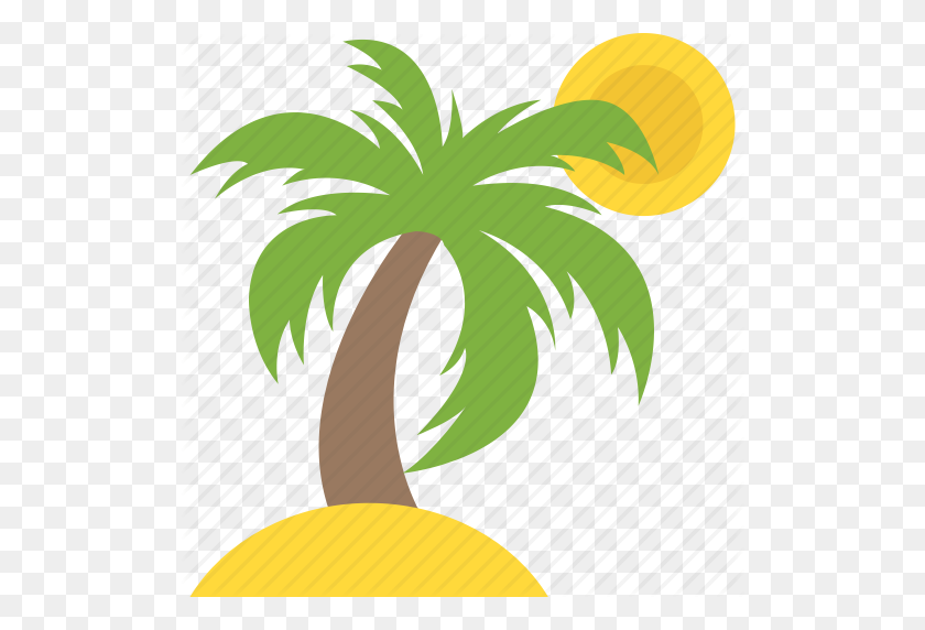 512x512 Island, Palms And Beach, Sea Panorama, Summer Vacation, Tropical - Palms PNG