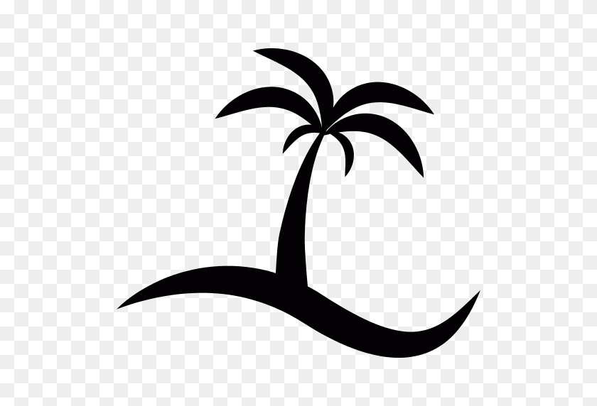 512x512 Island With A Palm Tree Png Icon - Black Tree PNG