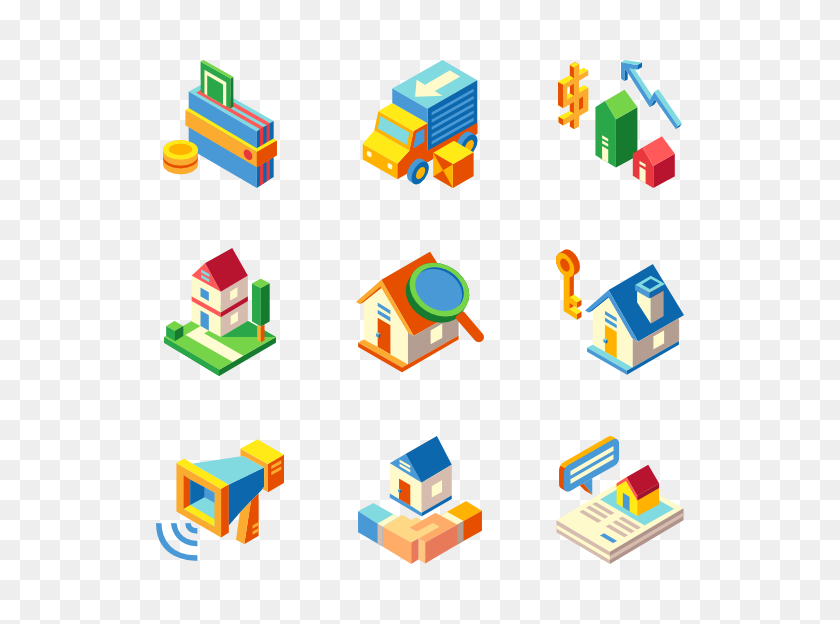 600x564 Isometric Building Icon Packs - Isometric Grid PNG
