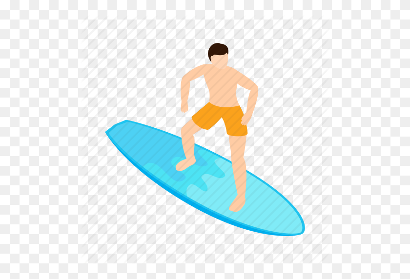 512x512 Isométrico, Océano, Surf, Surfista, Vectior, Agua, Icono De Ola - Surfista Png