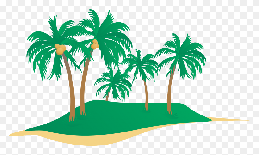 2471x1402 Изометрические Тропический Пляж Отдых Курорт С Бунгало Пальмы - Кокосовое Дерево Клипарт