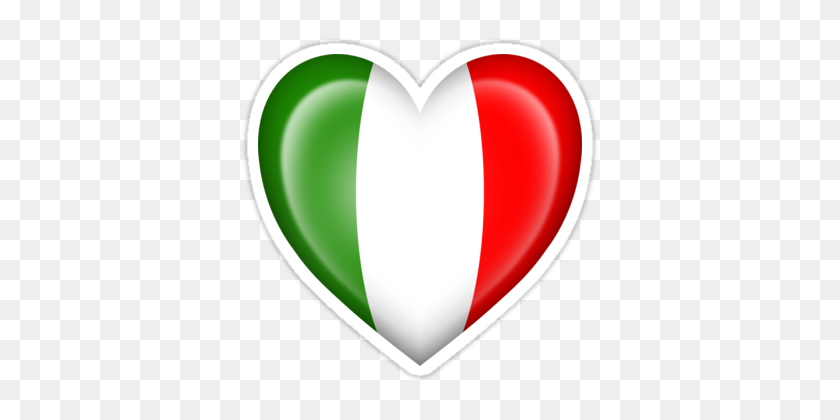 375x360 Pegatinas De La Bandera Del Corazón De Italia - Logotipo De Redbubble Png