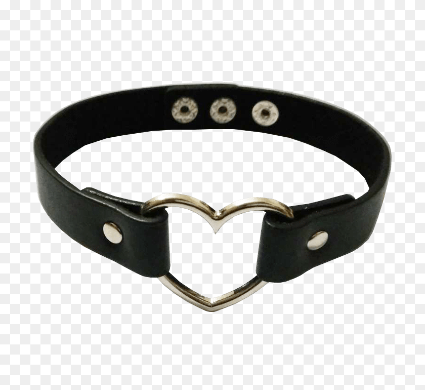 710x710 Itgirl Shop Heart Shaped Ring Leather Choker - Belt Buckle PNG