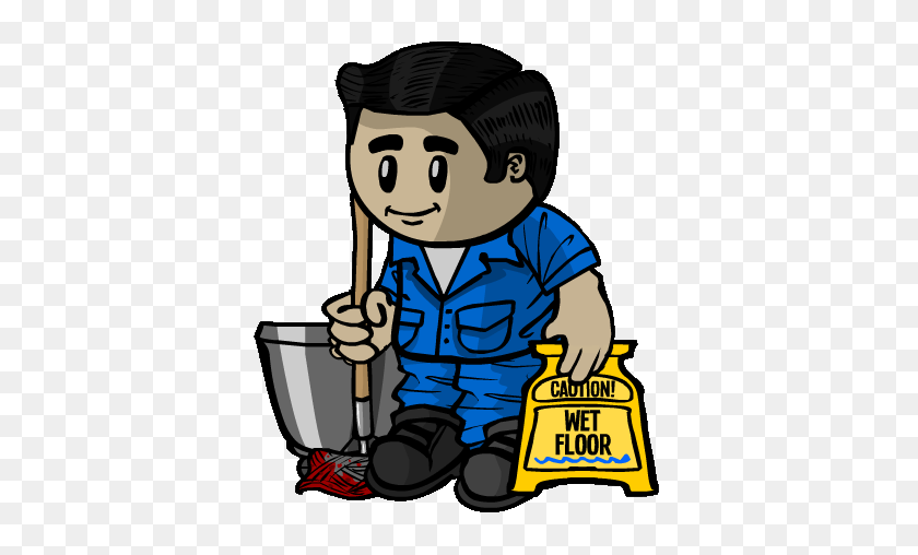 384x448 Janitor Clipart Principal - Janitor Clipart Black And White