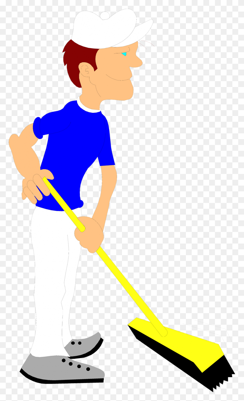 958x1625 Janitor Free Stock Photo Illustration Of A Janitor Pushing - Push Clipart