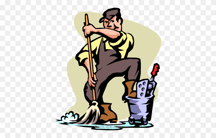 414x480 Janitor Royalty Free Vector Clip Art Illustration - Janitor Clipart