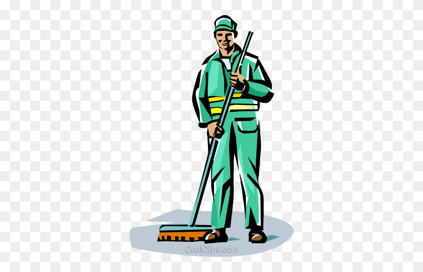 326x480 Janitor Royalty Free Vector Clip Art Illustration - Janitor Clipart