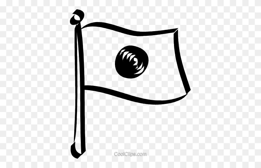389x480 Флаг Японии Клипарт Клипарт Иллюстрация - Флаг Черно-Белый Клипарт