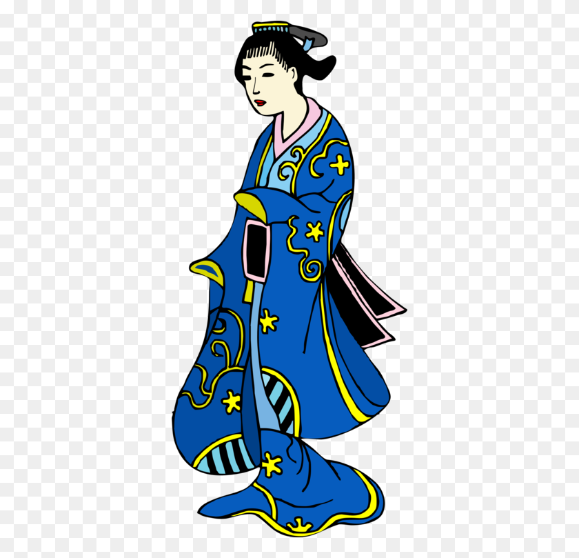 342x749 Японская Женщина В Народном Костюме Скачать Кимоно - Kimono Clipart
