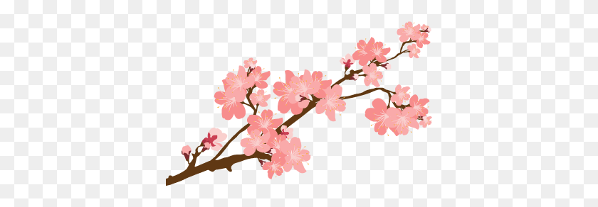 374x232 Árbol De Cerezo Japonés De La Etiqueta Engomada - Árbol De Los Cerezos En Flor Png