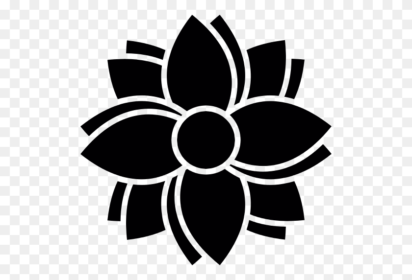 512x512 Japanese Flower Png Icon - Black Flower PNG