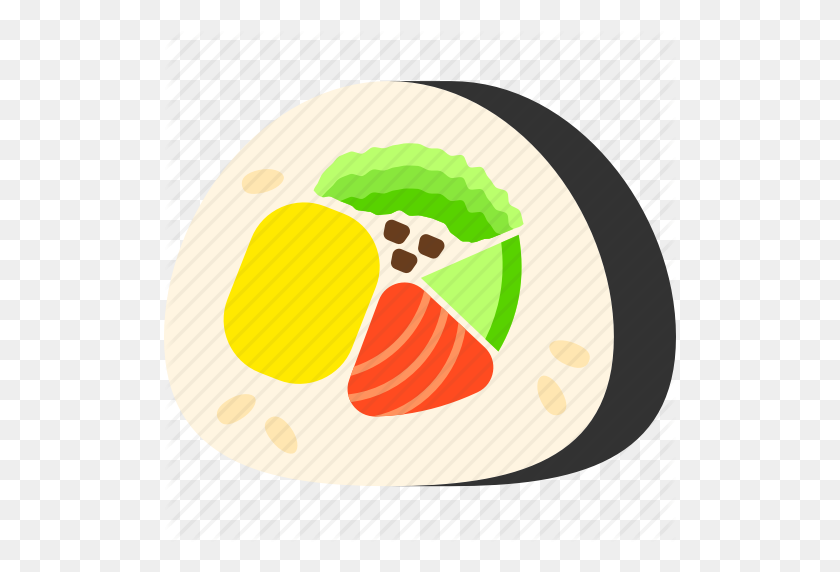 512x512 Japanese Food, Roll Sushi, Seaweed, Side Dish, Snack, Sushi Icon - Side Dish Clip Art