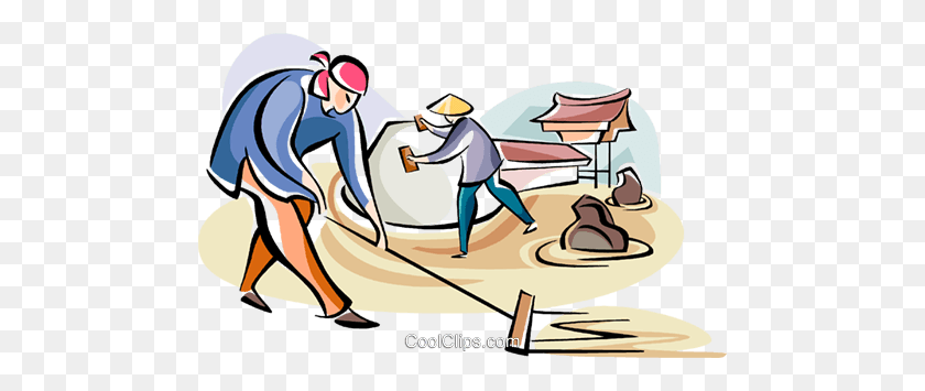 480x295 Japanese Laborers Royalty Free Vector Clip Art Illustration - Working Hard Clipart