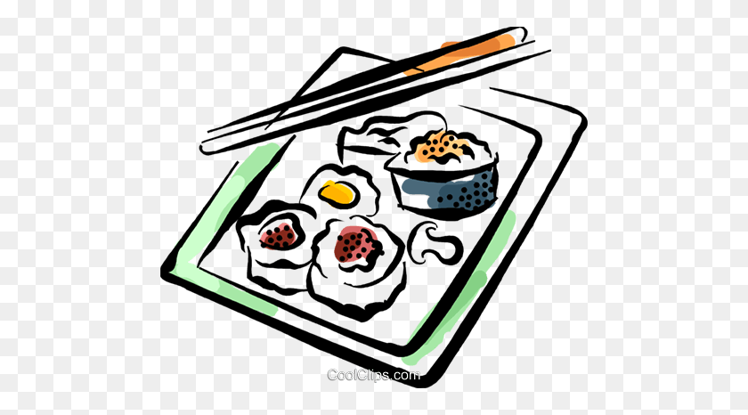 480x406 Japanese Royalty Free Vector Clip Art Illustration - Sushi Roll Clipart