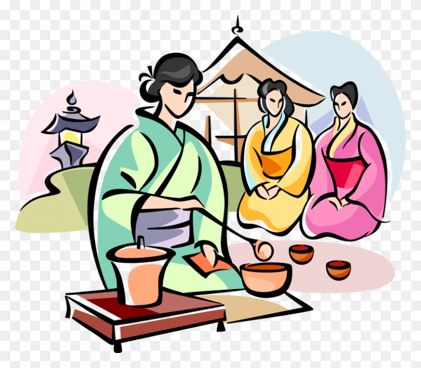 809x700 Японская Чайная Церемония Чадо, Садо - Этнический Клипарт