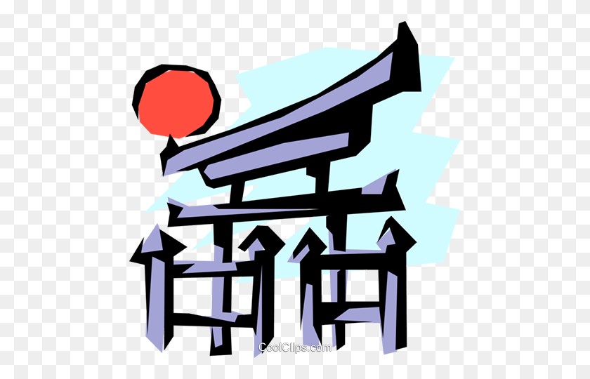 472x480 Japanese Temple Gate Royalty Free Vector Clip Art Illustration - Japanese Temple Clipart