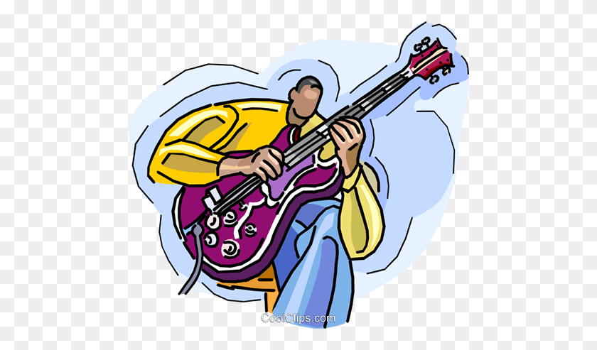 480x433 Jazz Musician, Electric Guitar Royalty Free Vector Clip Art - Jazz Instruments Clipart