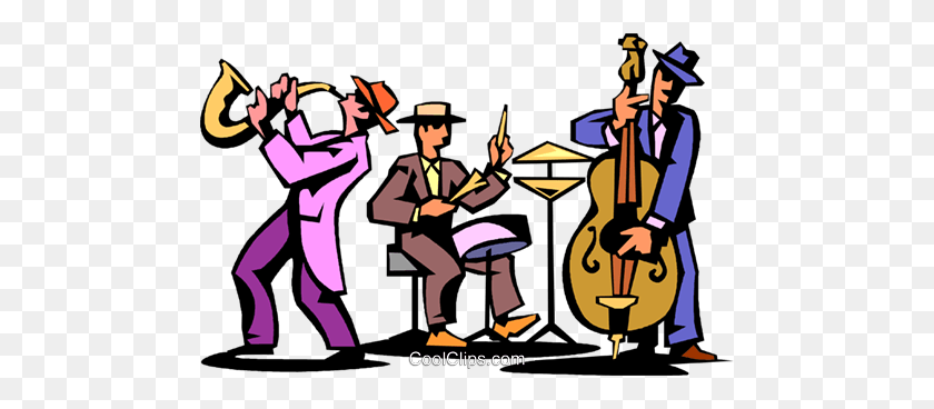 480x308 Jazz Trio Of Musicians Royalty Free Vector Clipart Illustration - Jazz Clipart