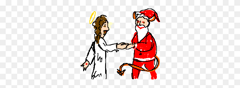 300x250 Jesus And Devil Santa Holding Hands - Jesus Hands PNG
