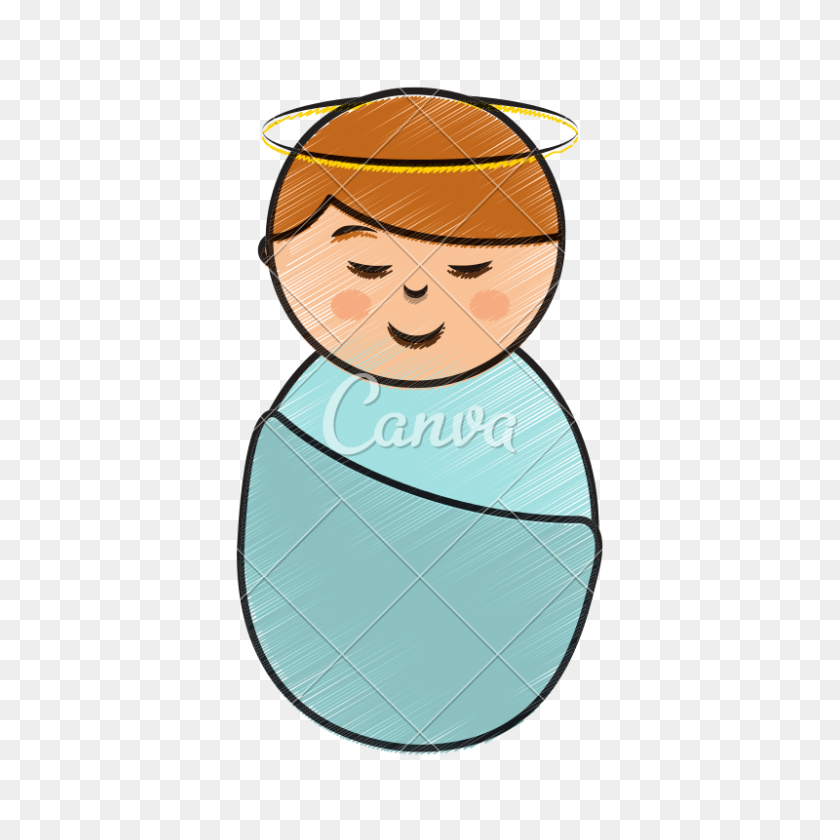 800x800 Jesus Baby Manger Character - Baby In A Manger Clipart