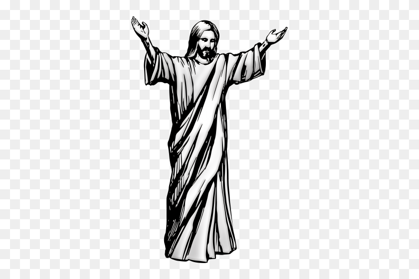 318x500 Jesus Christ Png Clip Art - Cross Clipart Black And White PNG