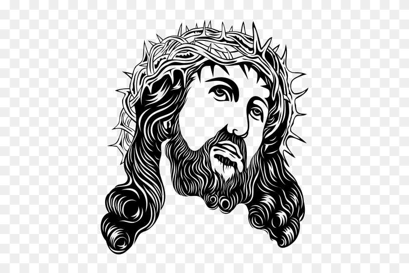 450x500 Jesus Christ With Crown Of Thorns Png Clip Art - White Beard PNG
