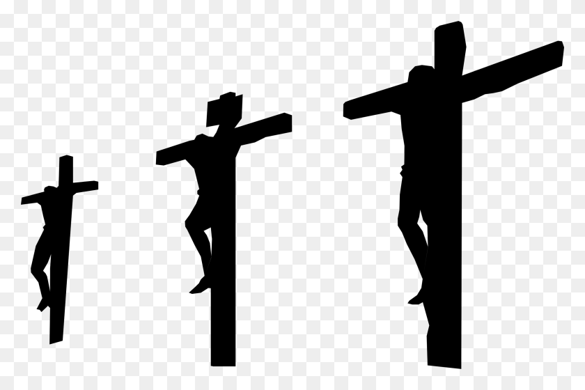 2400x1541 Распятие Иисуса С Тремя Крестами Векторное Изображение Клипарта - Крест В Векторе Png