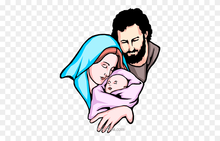 384x480 Jesus, Mary And Joseph Royalty Free Vector Clip Art Illustration - Mother Mary Clipart